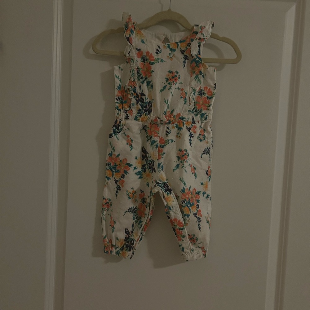 Janie and Jack Floral Kids Romper - White and Orange